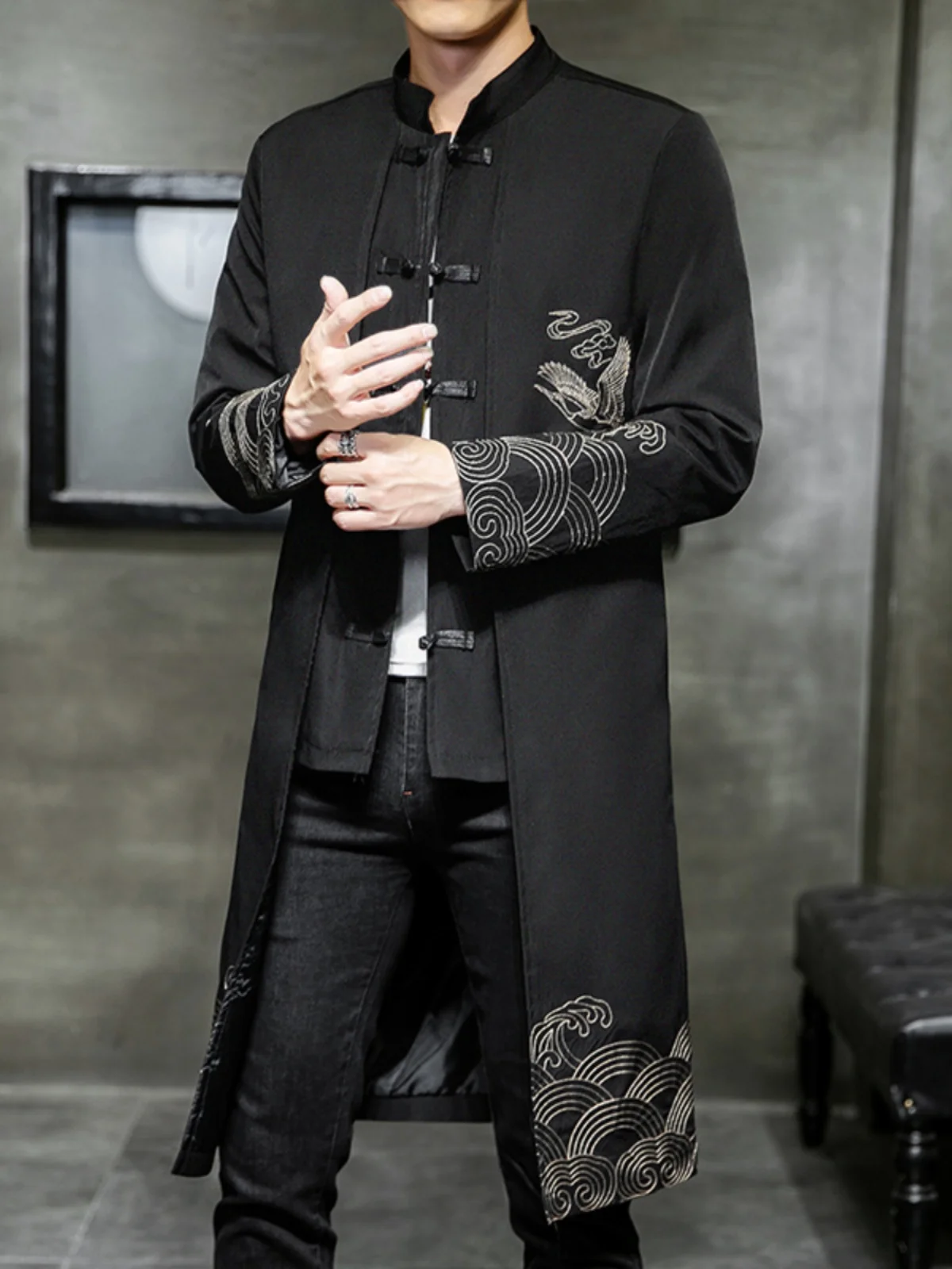 

Spring Autumn Youth Chinese Sle Jaet New Hanfu Ancient Faion Brand Youth Zhongan Suit Tang Costume Tea Clothing