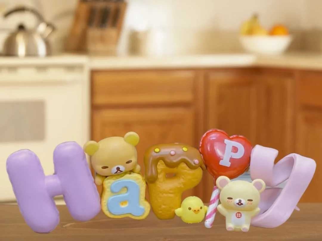 Re-ment fácil urso palavra coleção cena em miniatura decoração caixa versão inglês ovo cego brinquedo comida jogar figuras colecionáveis