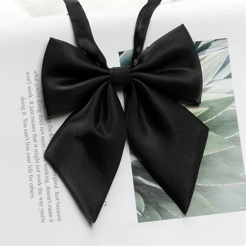 Black Carbon Grey Series Bow Tie And Long Tie Girls Japanese Korean Students Tie Necktie Choker For JK School Uniforms Neckwear