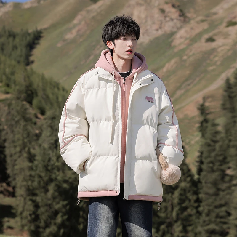 

Fashionable Teenagers Down Cotton-padded Jacket Hooded Coat Dopamine Student Loose Bread Jacket Winter Men Outdoor Warm Coat