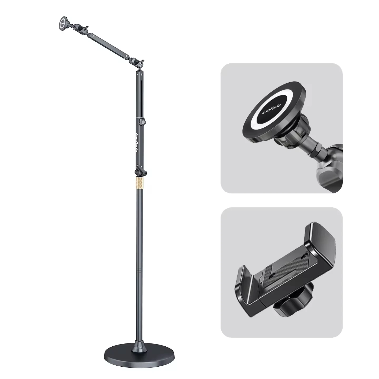Aluminum Alloy Telescopic Angle Adjustable Floor Standing Metal Tablet Holder Stand Bedside Magnetic Mobile Phone Lazy Stand