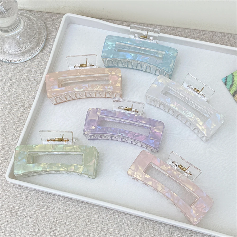 New Large Square Hair Claws Jelly Colour Clear Acrylic Hair Clip Barrette Clips for Thick Long Hair Women Hair Accessories