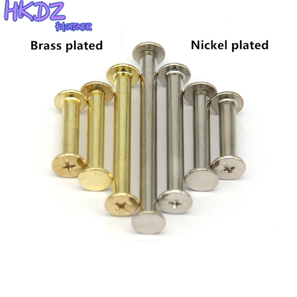 Rivets Hollow Rivets Head M5 Brass Double Hollow Rivets Book Screws Chicago Screws Nickel Plated Steel M5 Length 6mm ~ 100mm