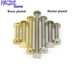 Rivets Hollow Rivets Head M5 Brass Double Hollow Rivets Book Screws Chicago Screws Nickel Plated Steel M5 Length 6mm ~ 100mm