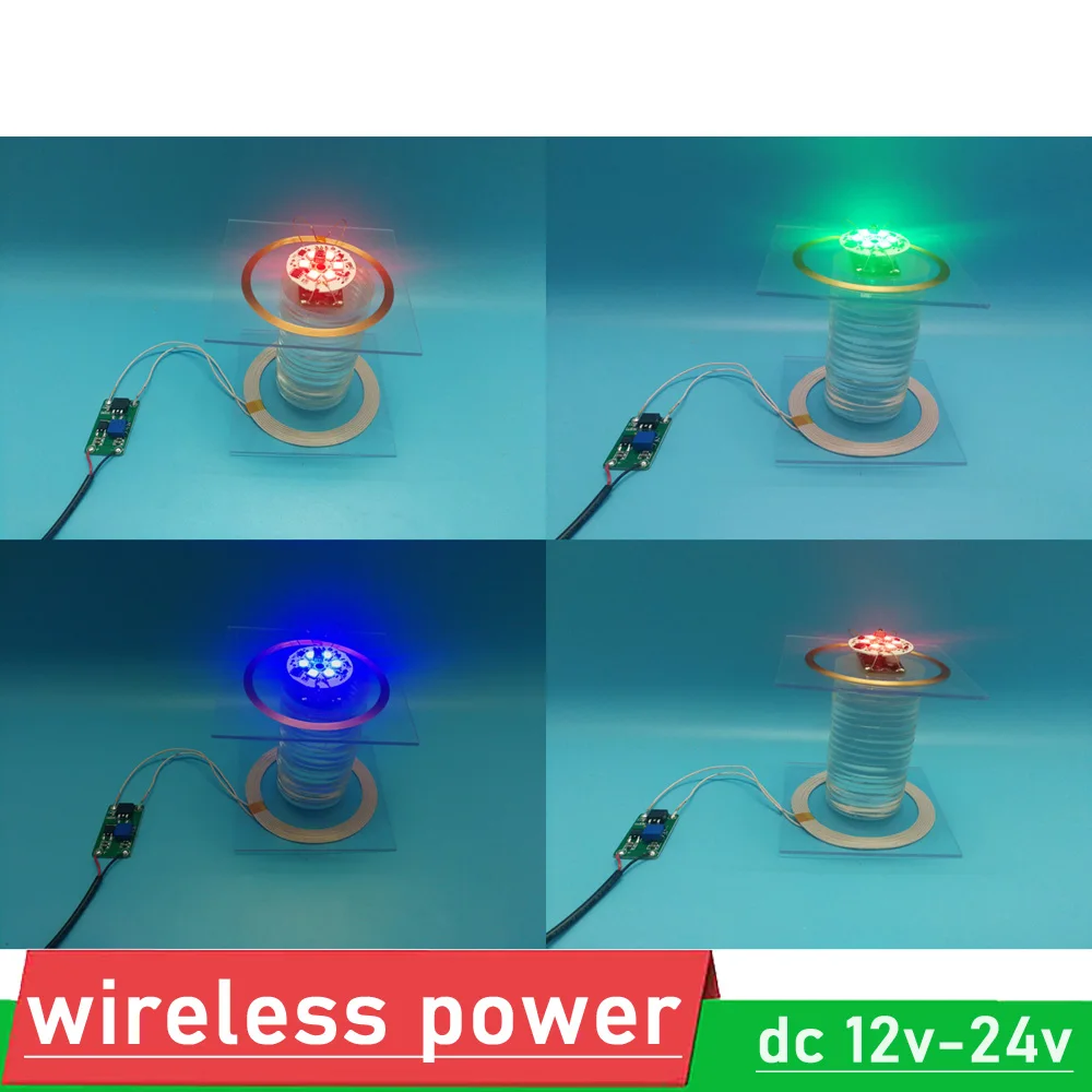 DC 12V 24V wireless power supply Charging Module Full color LED remote control Ambient Light coil charger Transmitter receiver