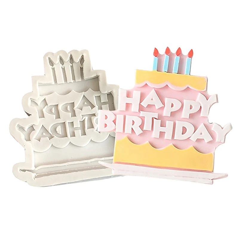 Happy Birthday English Letters Cake Silicone Mold Candy Ice Cream Mold DIY Baking Tools Fondant Pastry Chocolate Mould