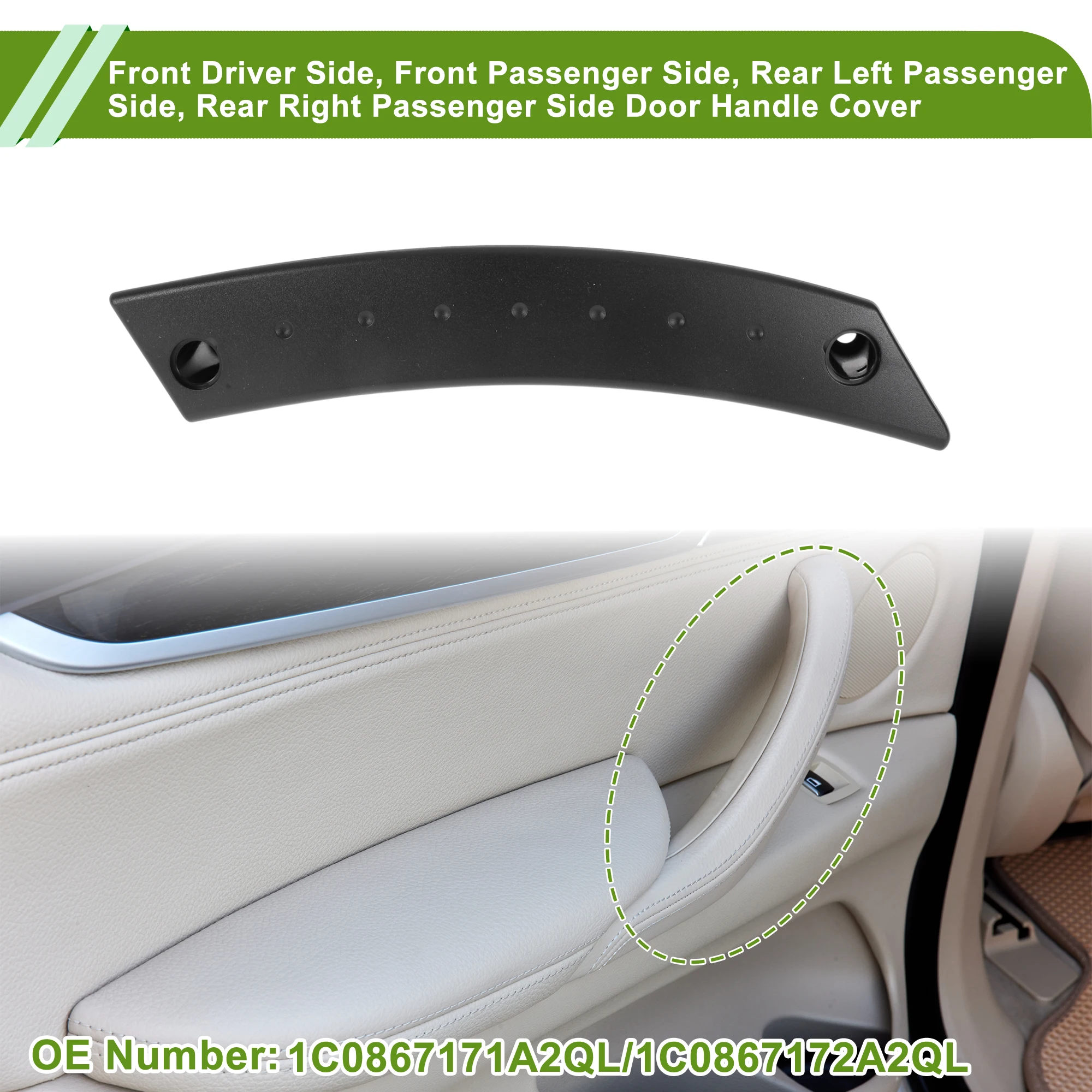 UXCELL Front Driver Side Door Panel Handle Pull Trim Cover for VW Beetle Inner Door Handle Door Pull Handle Cover 1 Set
