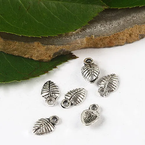 50pcs 9*6mm Tibetan Silver Color Leaf Design Charms H2683 Charms for Jewelry Making