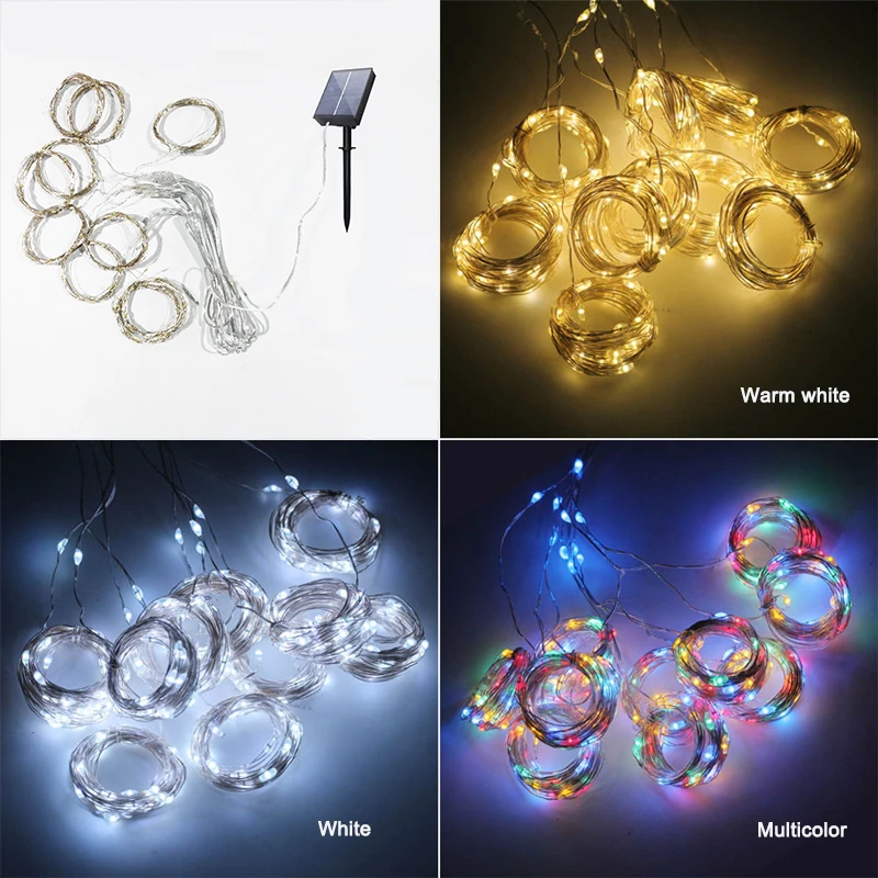 Guirxiété lumineuse extérieure LED solaire pour décoration de jardin, rideau, idéal pour Noël, fête de mariage, nickel é, décor d'éclairage de vacances