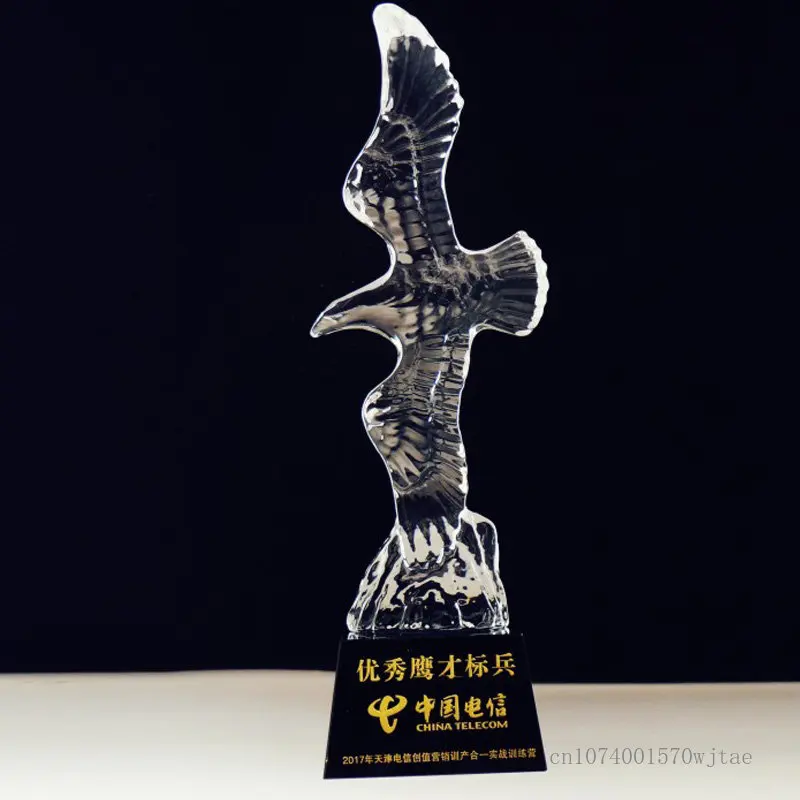 

Transparent Crystal Base for Home Decoration, Creative Eagle Model, Black Bottom, Award Collection, Souvenir,Engraving, New, 1Pc