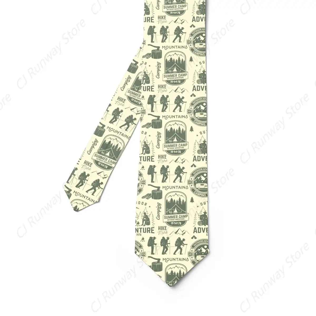 Camper Adventure Neckties For Men,Happy Camping Neck Tie For Groomsmen,Retro Camper Car Men'S Neckties,Mountain Hiking Ties