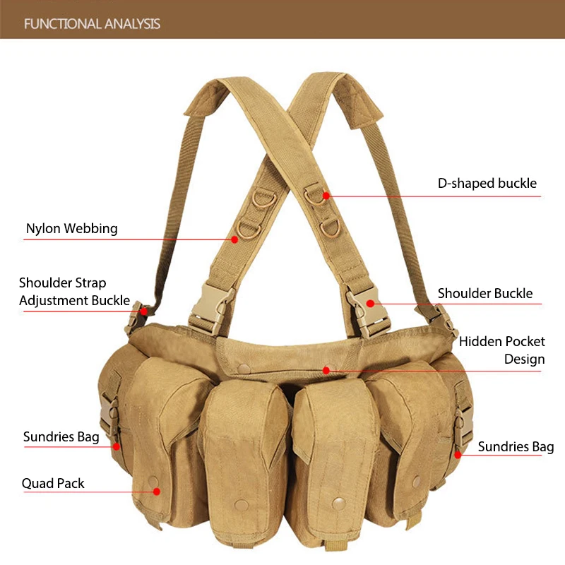 YAKEDA Tactical Vest Hunting Waist Bag Army Military Equipment AK 47 Molle Magazine Pouch Outdoor Hiking Camping Belt Bag