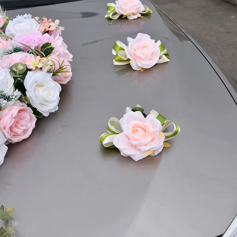 車のドアハンドル用のバラの花,バックミラー,吸盤,結婚式の装飾,1個