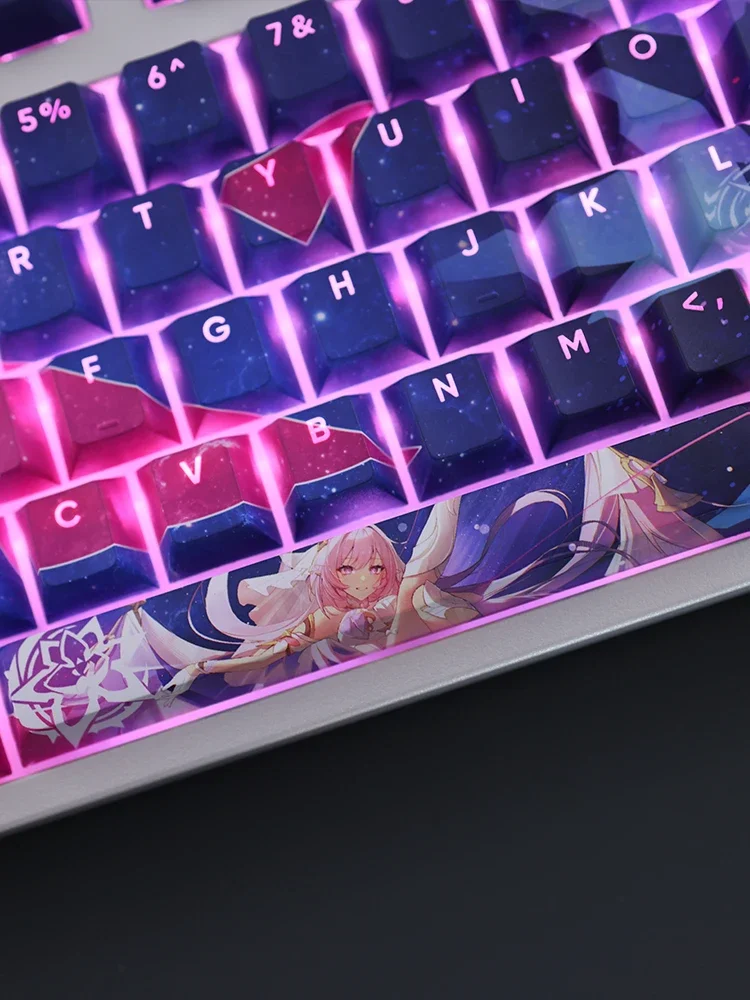 Elysia 108 Keycap PBT DYE Sublimation Honkai Impact Light Transmitting Cherry Switch Cross Key Cover for Mechanical Keyboard