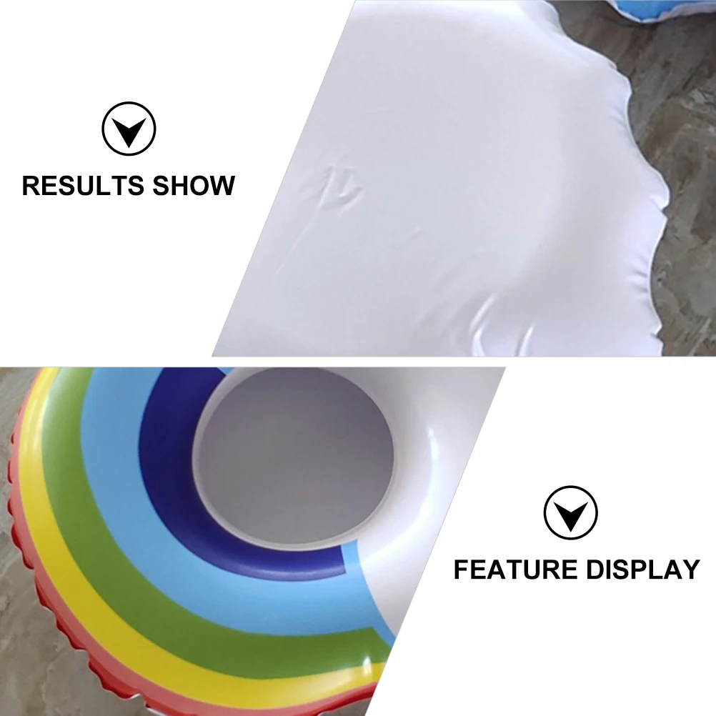 

4pcs Rainbow Inflatable Drink Holders Pool Float Reusable Cup Floats For Party Beach Swimming Kids Bath