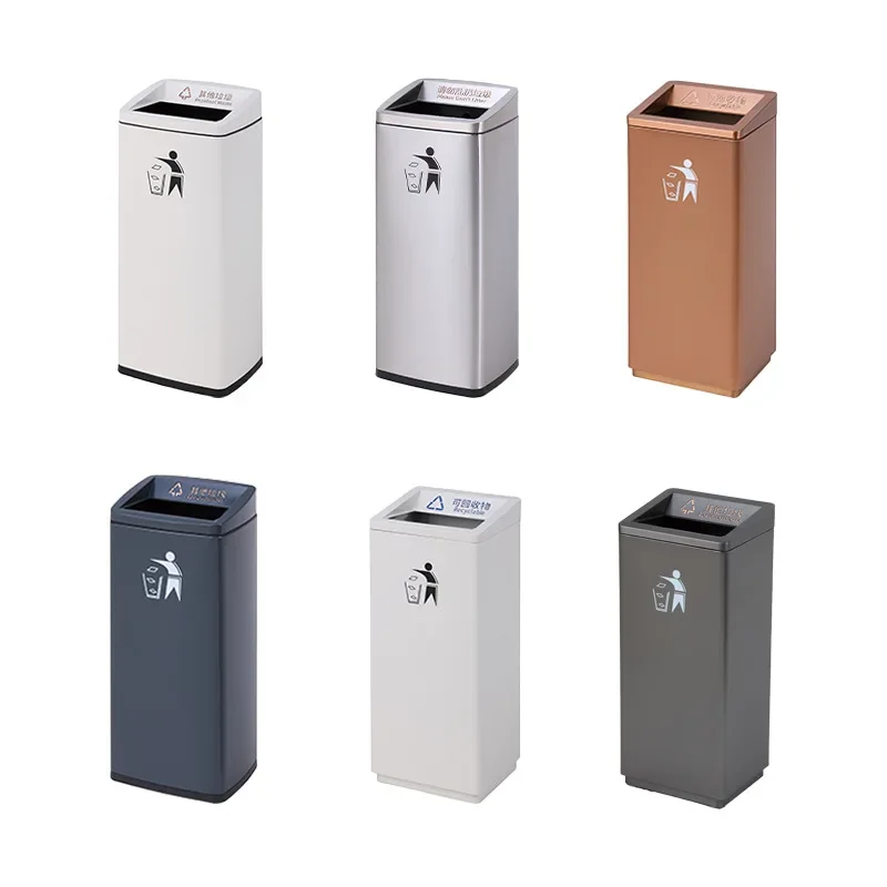 Customized hotel trash can Thickened lobby vertical elevator entrance Large capacity simple commercial trash can