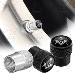 4Pcs Masonic Freemason Emblem Car Wheel Tire Valve Caps Tyre Stem Covers Airdust Waterproof Decor For Universal Cars Accessories