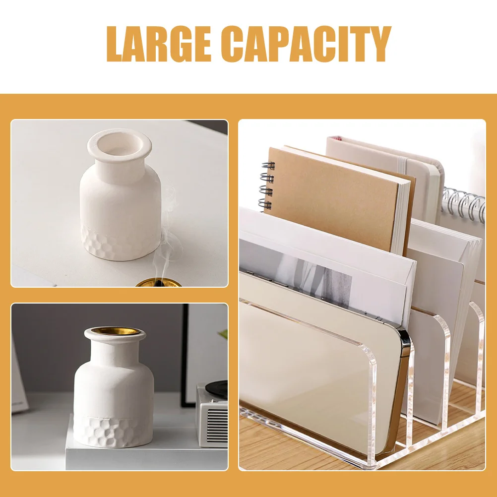 File Holder Acrylic Desktop Book Organizer Home and Office Magazine Rack File Racks for Home Desk Organizer