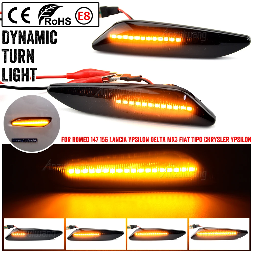 

Dynamic Amber Side Marker For Fiat Tipo Egea Lancia Alfa Romeo 156/147 LED Turn Signal Light Sequential Indicator