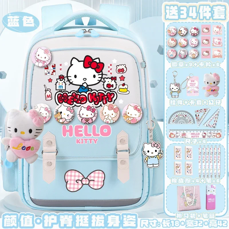 Sanrio-mochila escolar de Hello Kitty para estudiantes, bonita mochila informal y ligera con hombrera, impermeable, resistente a las manchas