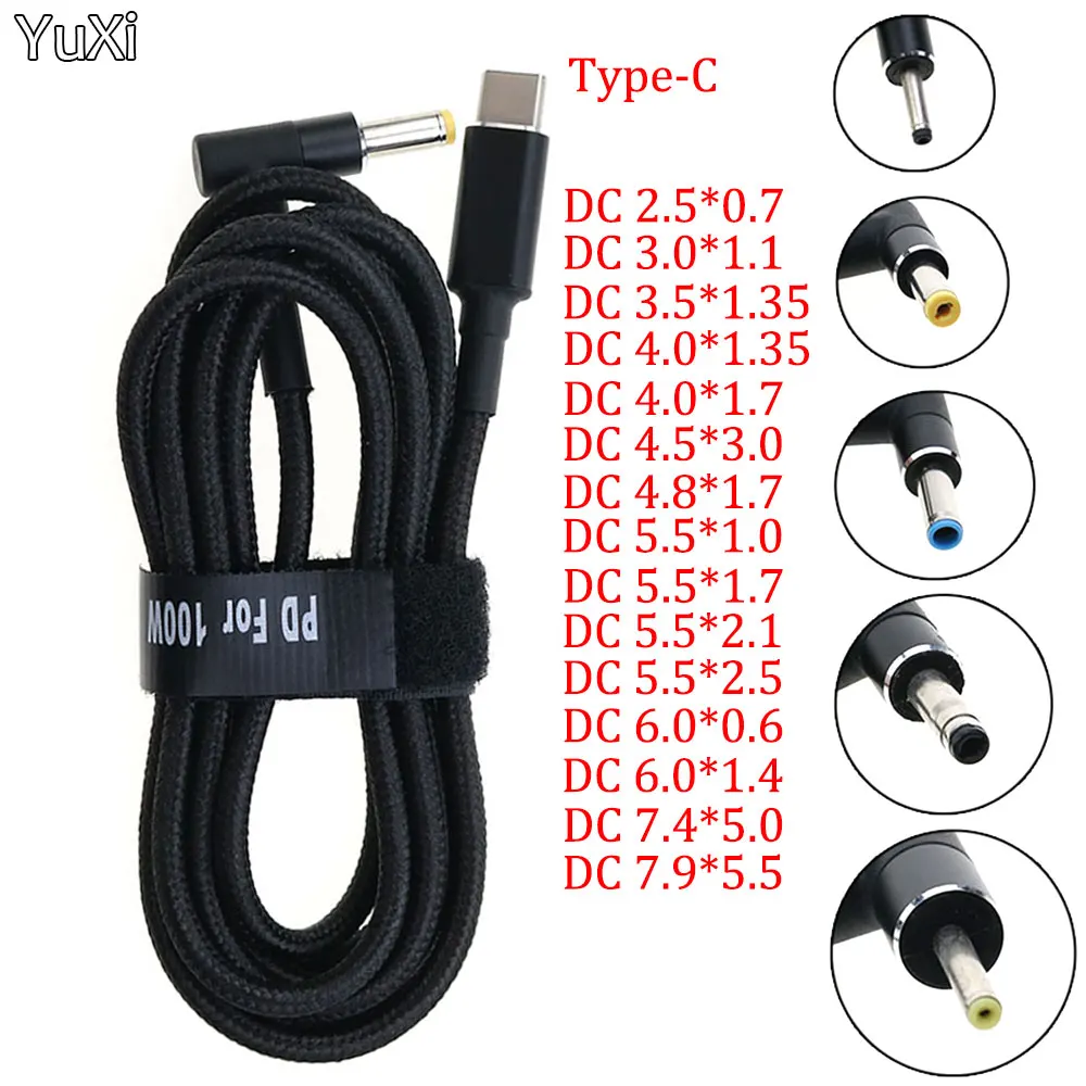 USB Type C to DC2.5*0.7 3.0*1.1 3.5*1.35 4.0*1.35 4.0*1.7 4.5*3.0 4.8*1.7mm Male Plug Converter USB-C PD Lure Charging Cable