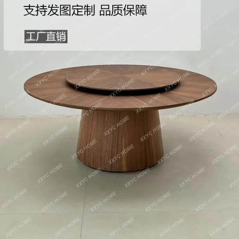 XX Medieval walnut color round household dining table creative living room  dining table minimalist turntable table