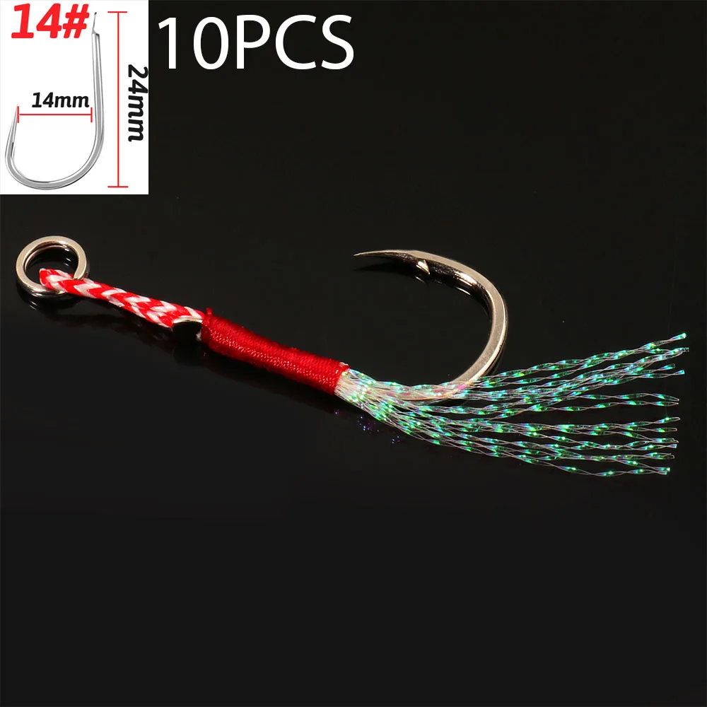 Cast Jig Assist Haken 10 Teile/los High Carbon Stahl Winkel Stacheldraht Gewinde Feder See Angelgerät Langsam Jigging Meer Pesca Angelhaken