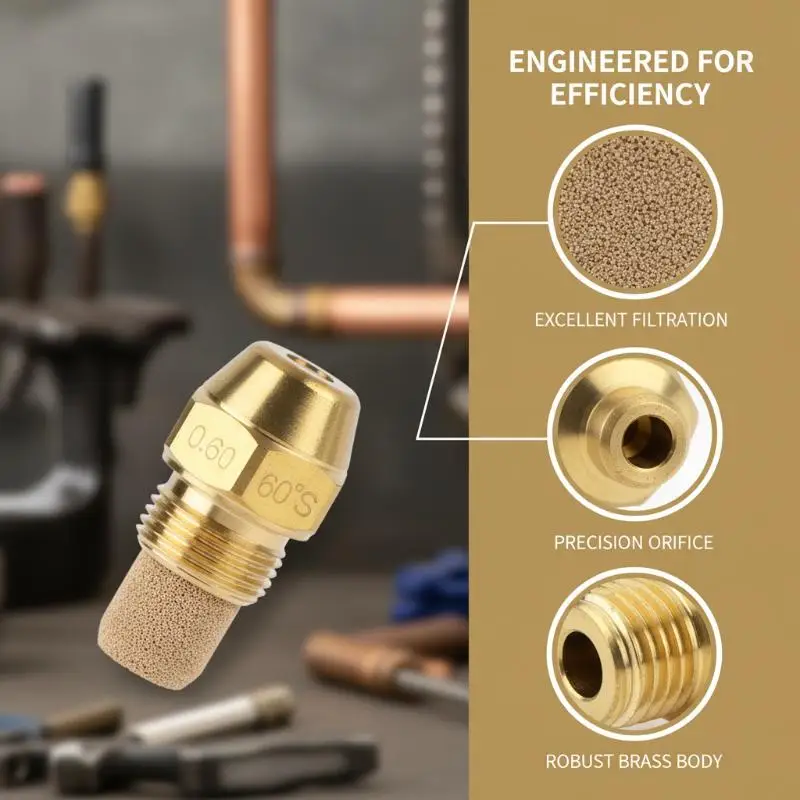 Brass Fuel Oil Nozzle Anti-clogging High Precision Long Service Life for Industrial Boiler Heating Oil Burners
