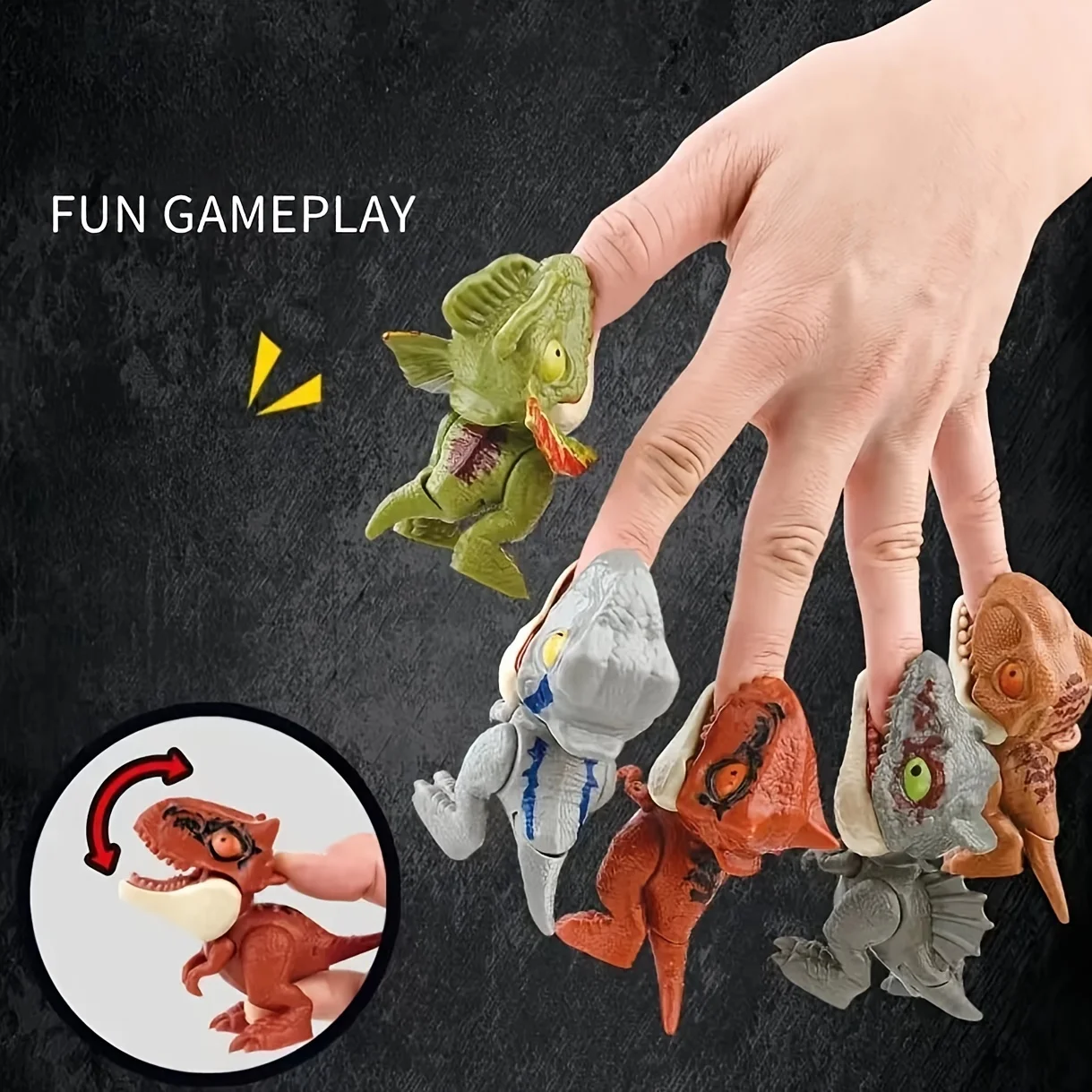 20 Pcs Finger Biting Dinosaur Set Playable Dinosaur with Sounds, Quirky Fun Toys for Kids To Exercise Creativity and Imagination