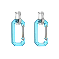 New Women's Earrings Plated with 18k Gold Colorful Crystal Zircon Geometric Pins Earhooks Popular Fashion Jewelry Couple Gifts