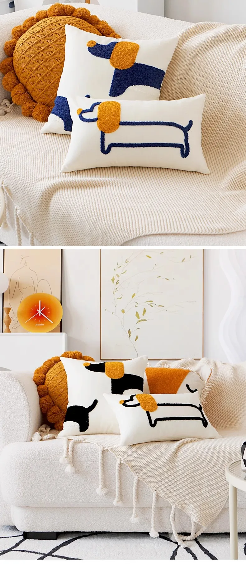 Original Design bestickt Kissen Kissenbezug moderne einfache Hund Kissenbezug Ins Tier niedlich Sofa Dekor Kissen Kissenbezug – Detail 9