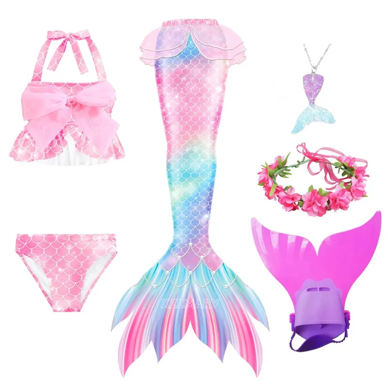 Magical Mermaid Tail Swimwear for Girls Costume Cosplay Beachwear Bikini Costume da bagno per bambini Halloween Mermaid theme Party