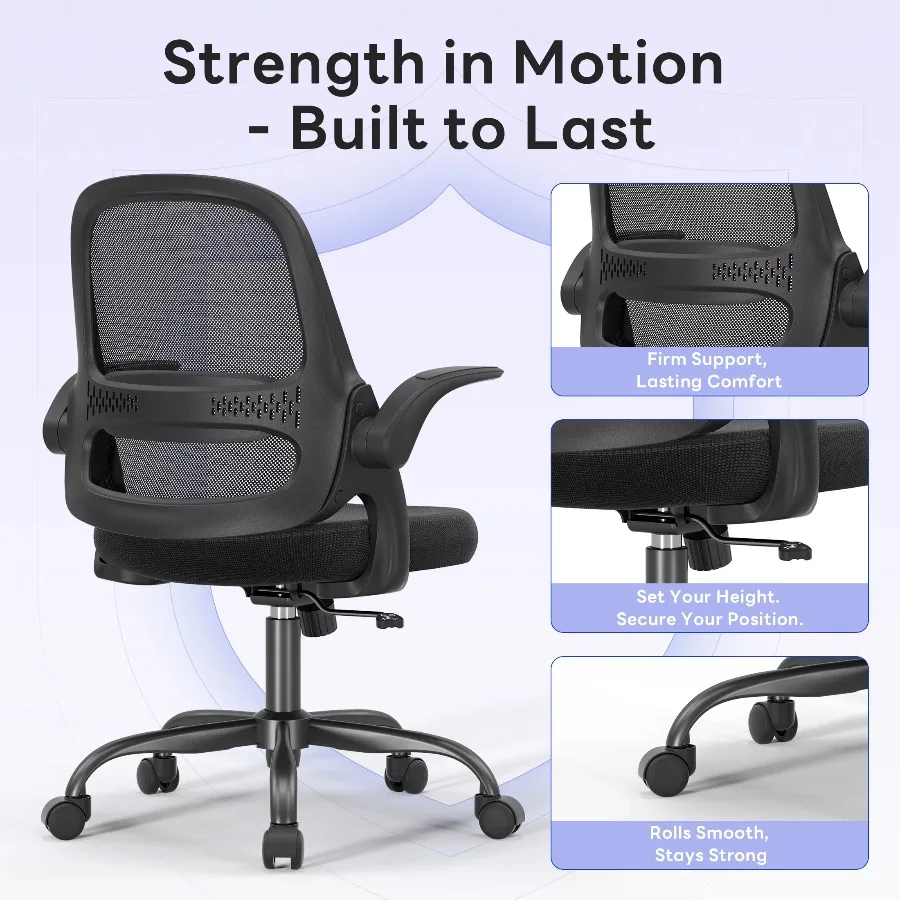 TMV Ergonomic Mesh Office Chair - High Back Gaming Desk Chair, Computer Chair with Lumbar Support & Wheels, Modern Vanity Chair