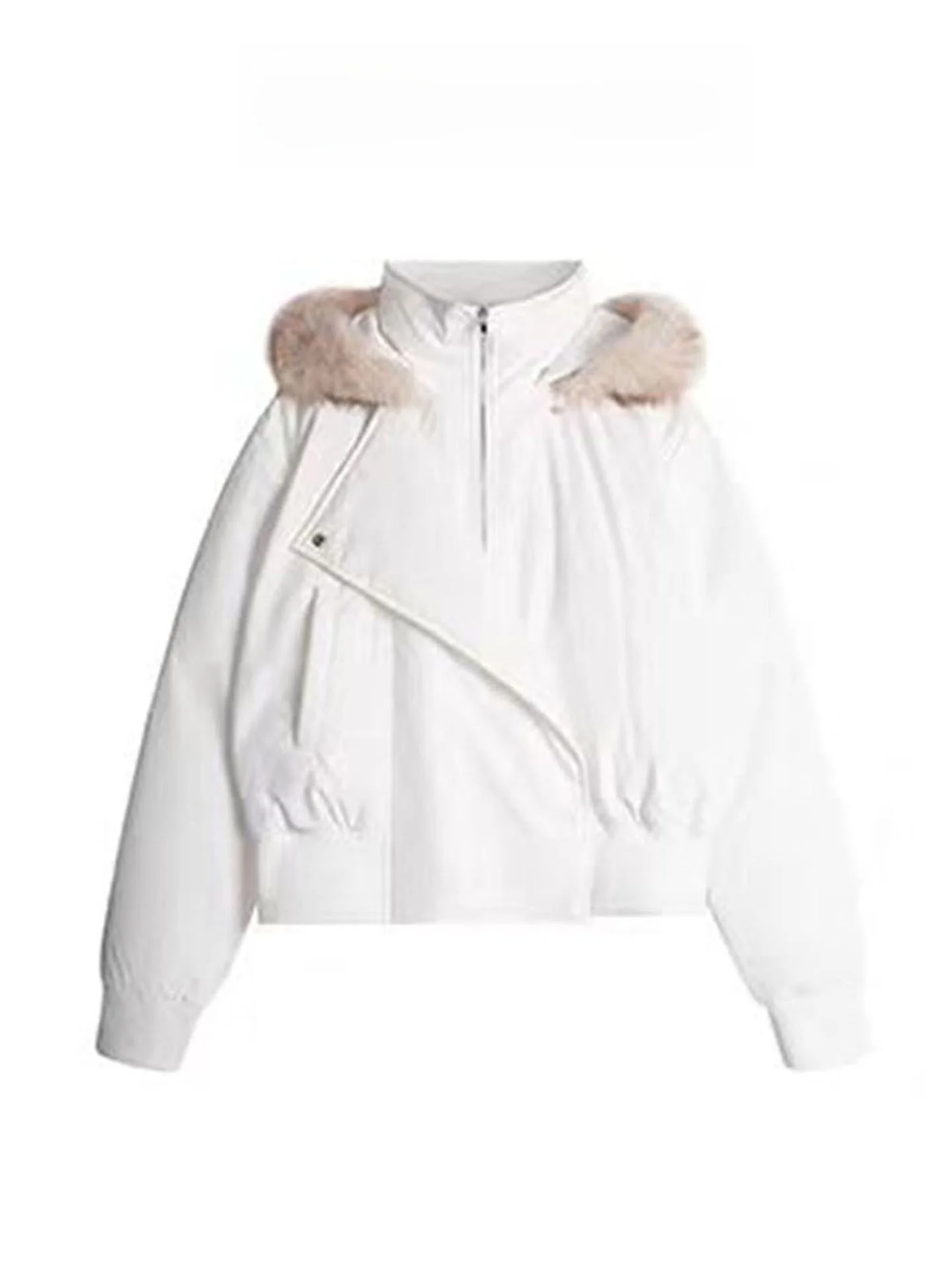 

Sli Thiened, белый меховой воротник, хлопковое женское зимнее пальто с капюшоном, корейское облегающее длинное пальто на молнии све