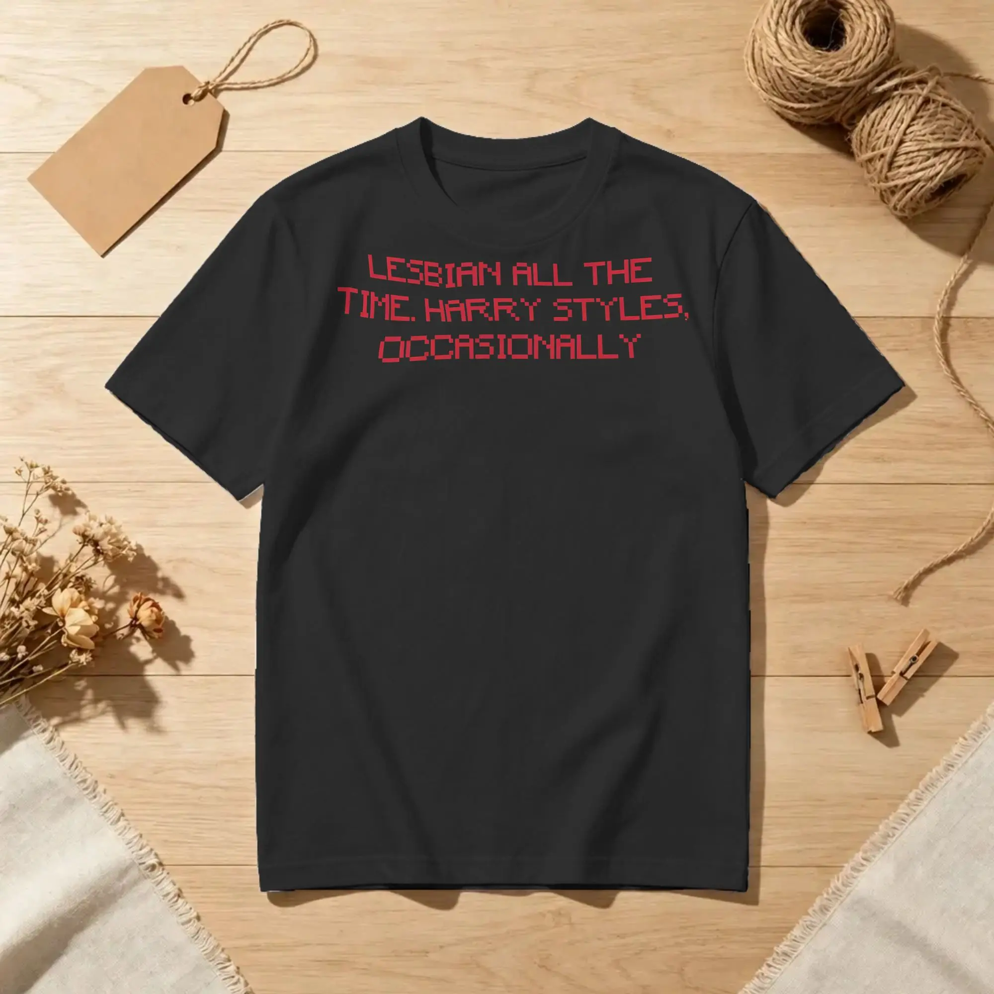 Camiseta para homens e mulheres, modelo LESBIAN ALL THE TIME, de Harry Styles, camiseta de algodão puro, de manga curta, camisetas, vestuário, tamanho