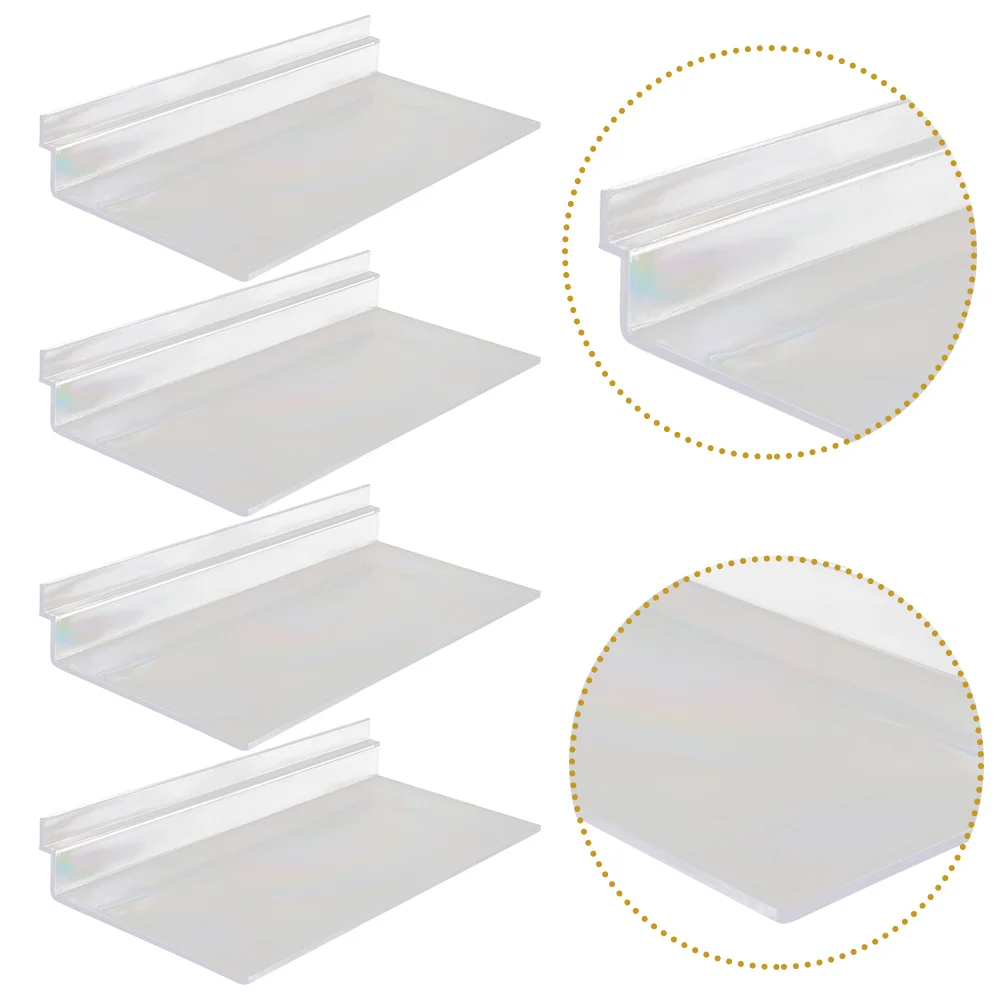 

8 Pcs Transparent Shoe Display Slatwall Shelves and Fixtures Shelf for Shoes Clear