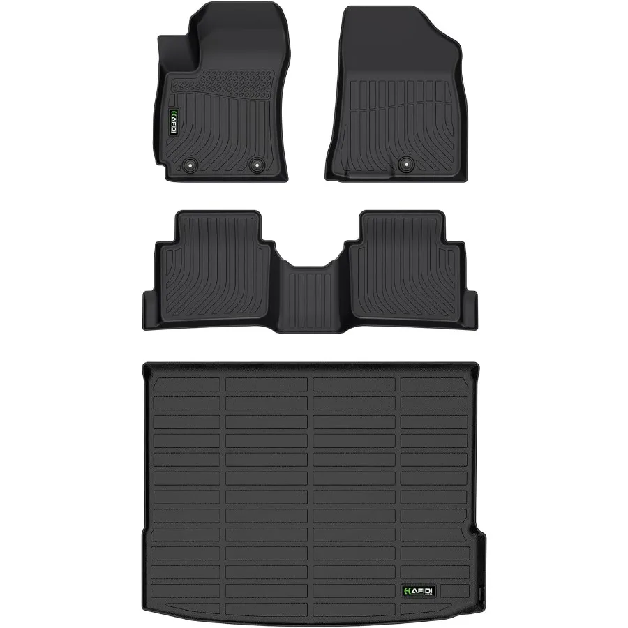 

AllWeather Custom Fit Car Floor Mats and Cargo Liner Set for Kona 2024 2025 2026 Models Not Compatible with EV Durable Black P