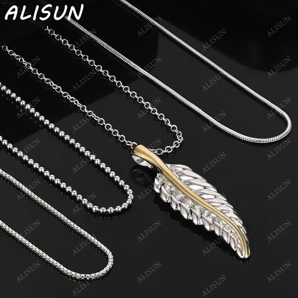 

ALISUN 40-75cm 925 Sterling Silver Leaf Pendant Necklace For Men Anniversary Gift Popular Wild Fashion Romantic Jewelry