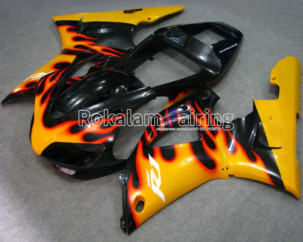 Yellow Flame Motorbike Kit For Yamaha YZF R1 98 99 YZF-R1 YZF1000 1998 1999 R1 Motorcycle Fairing (Injection molding)