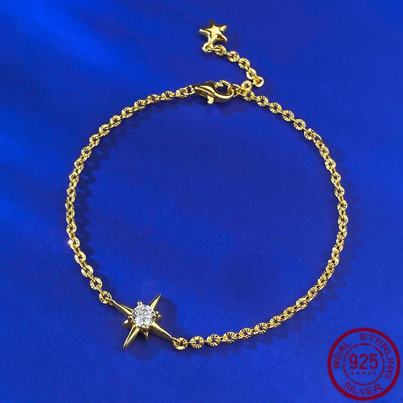 

Новый серебряный браслет Lucky Star S925, модные и щедрые Ins Mingyuan Style, легкие роскошные повседневные свадебные украшения