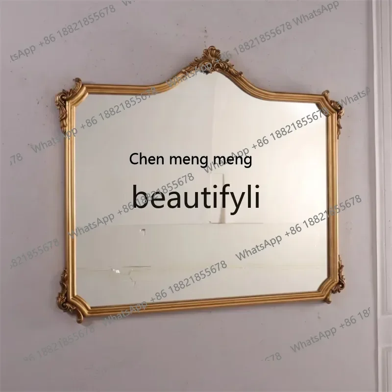 126 * 115 horizontal plate bathroom dressing decoration fireplace mirror European French retro style golden luxury