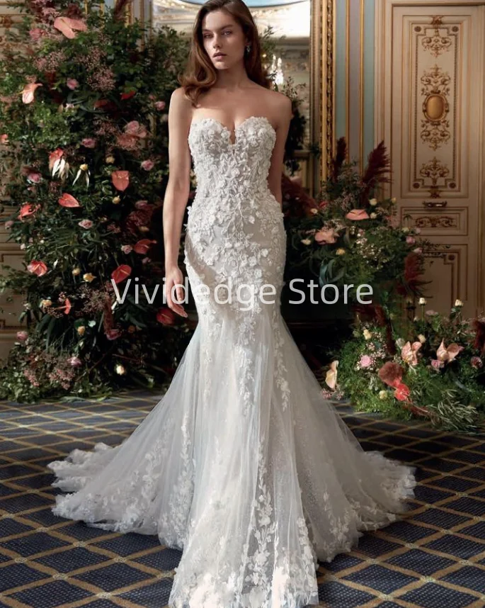 Customized Sexy Lace Mermaid Wedding Dress 2024 Lace Applique Bridal Gowns Women Backless vestidos de boda para fiestas