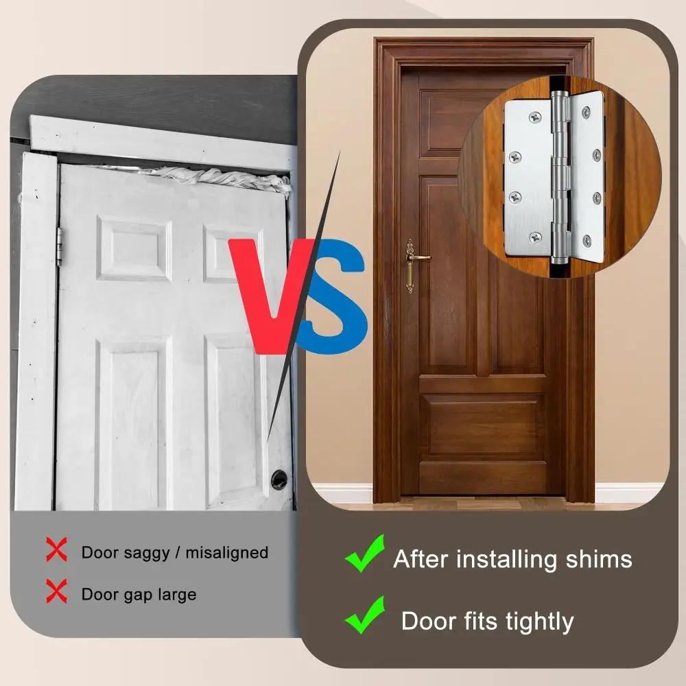 

10 шт. 4-дюймовые прокладки для дверных петель, прочный материал, регулируемая прокладка для петель, простая установка, аппаратные аксессуары