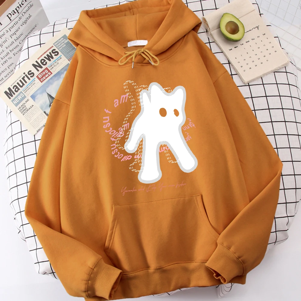 Ghost Cat Funny Abstract Print Men Hoody Breathable Versatile Sweatshirt High-Quality Casual Hoodies Outdoor Loose Fittingtops