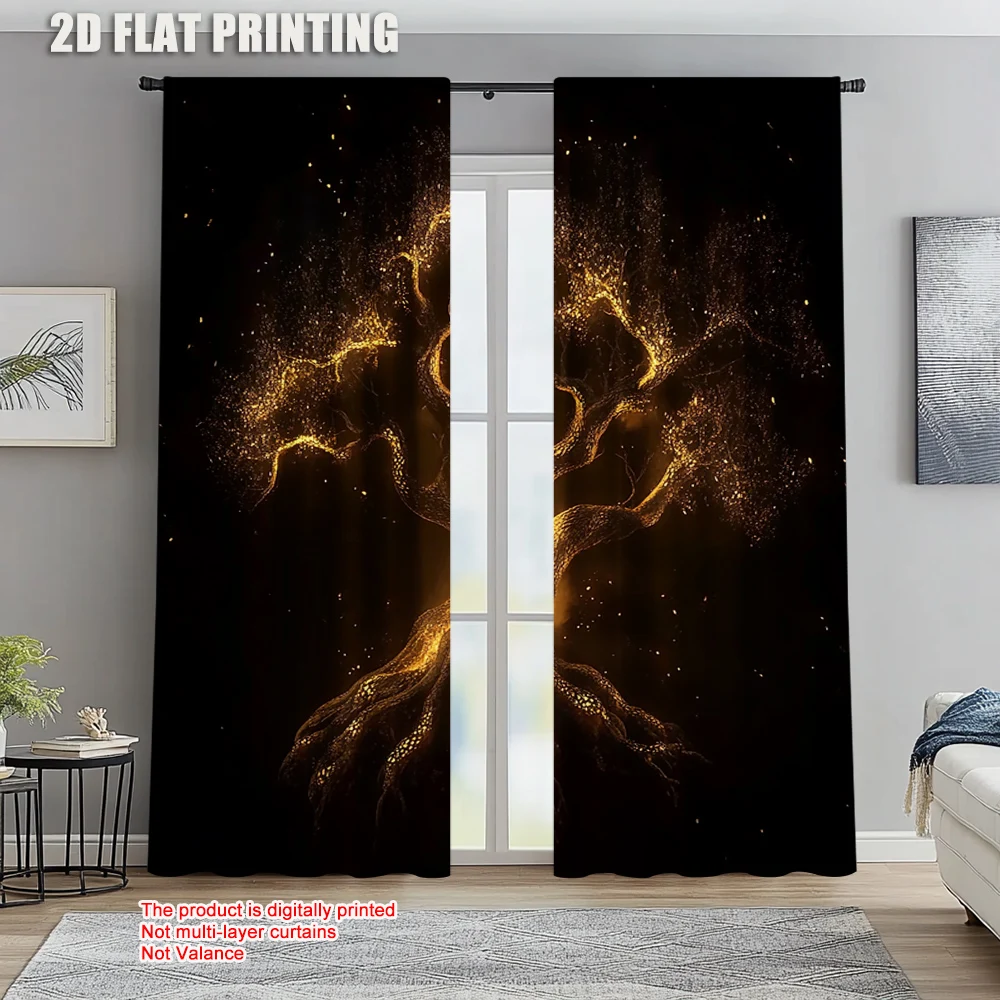 

2pc, Scene Curtain Tree shadow Durable 100% Polyester Fabric,Without Electricity Family Party Decoration Perfect for bedroom
