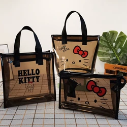 Hello Kittys sanirios borsa cosmetica impermeabile Anime Cartoon Printing borsa da toilette di stoccaggio di grande capacità borsa trasparente in Pvc