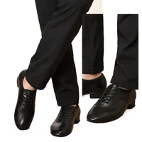 Zapatos de baile para hombre, zapatos de baile latino de salón, tacón bajo, modernos, para interiores, Tango, vals, Salsa, Danicng, zapatos de cuero Pu, negro y blanco