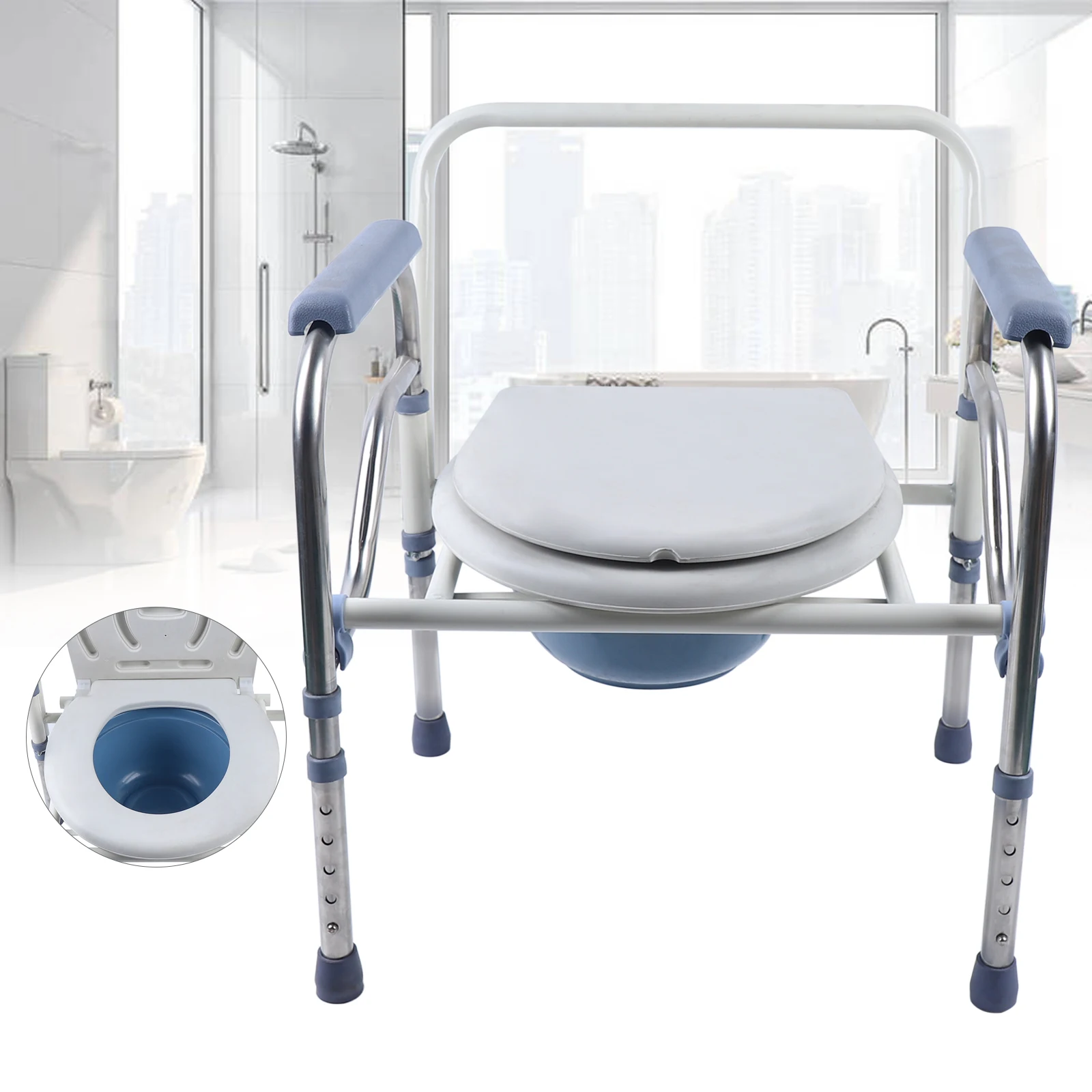 Chaise de Commode Pliable et Légère, Chaises Perforées, Réglables en Sécurité, Recommande une Chaise de Douche ou de Toilette pour les artificiel