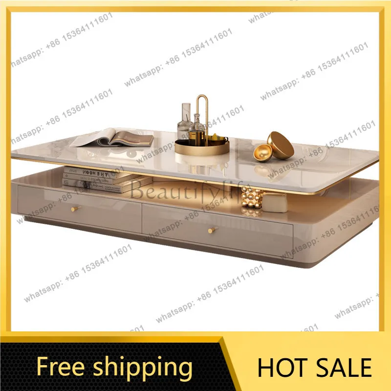XX. Living Room Home 2026 New Light Luxury Large Apartment High-End Sintered Stone 1.6-meter Tea Table