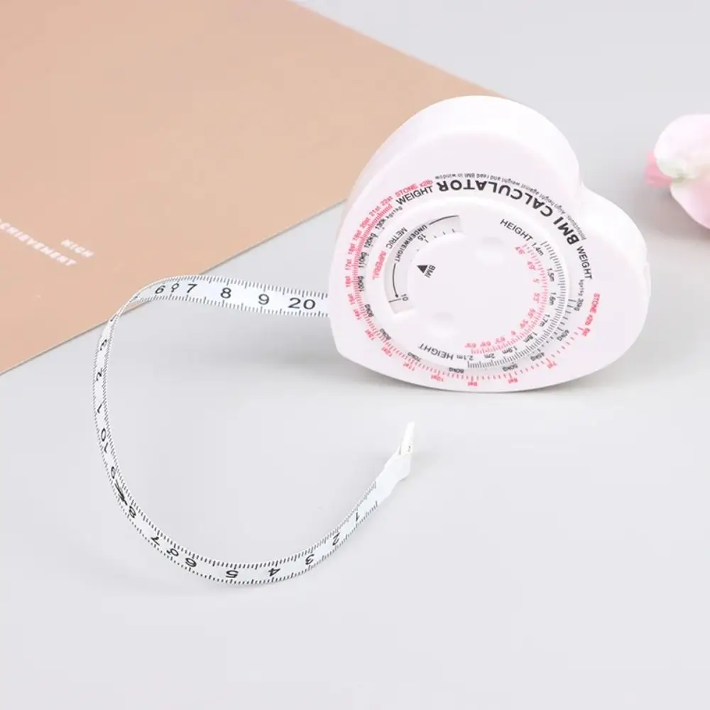 

New 150cm/60" Heart Shape Tape BMI Calculator Tricolor Ribbon Body Measuring Tape Tailor Tool Accurate Measurement Tool